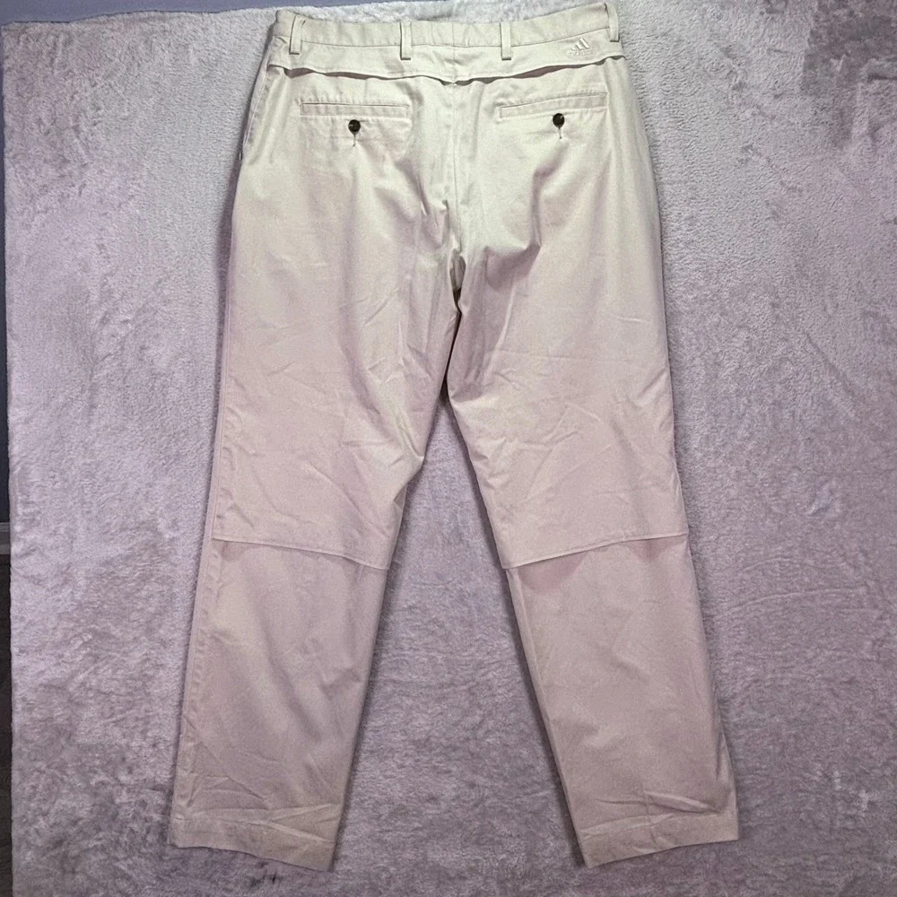 Adidas Mens Golf Pants Sz 36x32 Beige Khaki Stretch Performance Chinos AE7002